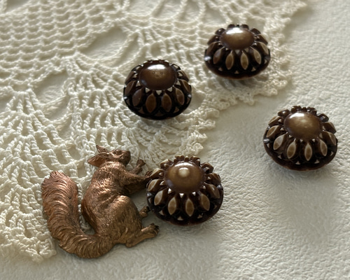 15mm フランス ヴィンテージボタン 1970年代 デッドストック ブラウン