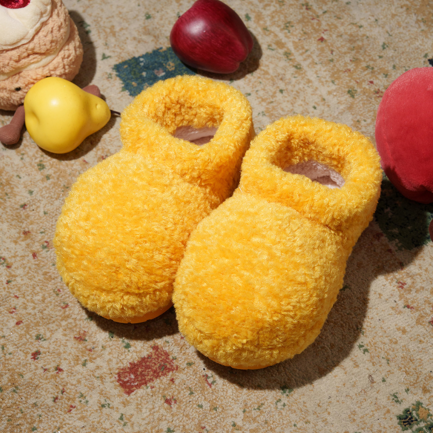 大きな頭の可愛いモコモコ綿靴 レディース用 冬の新款 フェイス入り 外穿可 インドア兼用 短筒 ヒールカバー付き 綿靴