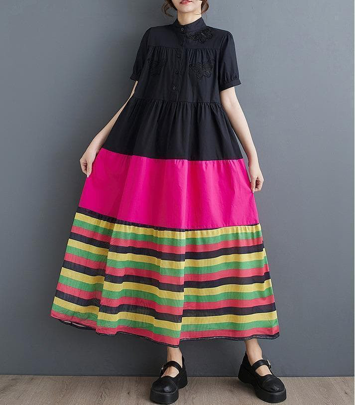 大きいサイズ レディース ロング　ワンピース　春夏 秋 新品 半袖　ピンク