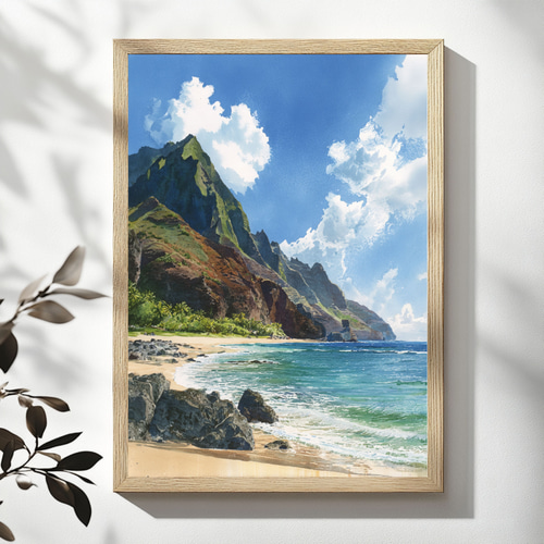 海岸風景 油彩画 山岸正巳 『神威岬の荒磯』 油彩画 - 北海道画廊