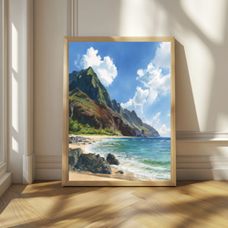 カウアイ島 海岸の風景｜水彩画アート インテリア 風景画 ハワイ