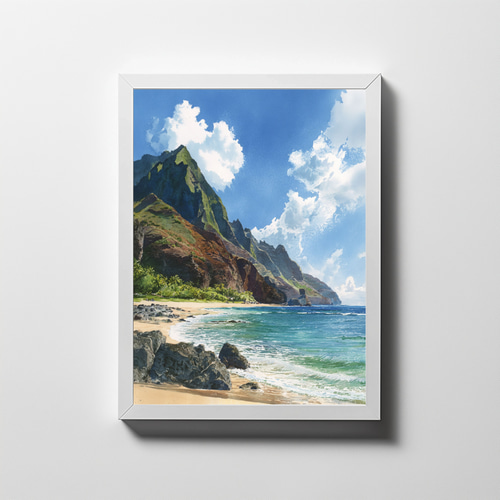 カウアイ島 海岸の風景｜水彩画アート インテリア 風景画 ハワイ