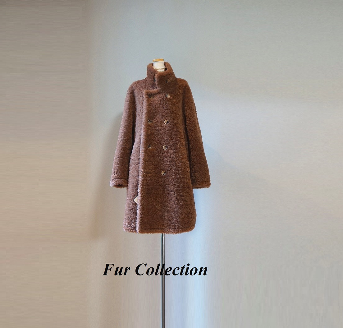 英国調☆ダブルボタン2WAY コート　リバーシブル仕様2通り　ゆったりボアコートムートンコートモコモコアウター体型カバー