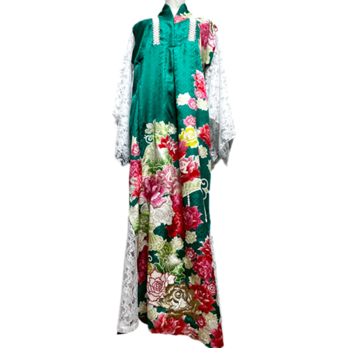 超ロング 振袖 着物リメイク ドレス レース裾＆袖 和柄 ワンピース