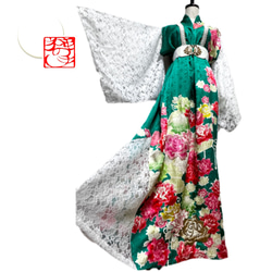 セール　4WAY 刺繍　振袖　着物リメイクワンピース ドレス　ローブ袖　衣装 CATEGORY 着物リメイク ワンピース/ドレスと袴セット | みずたま畑