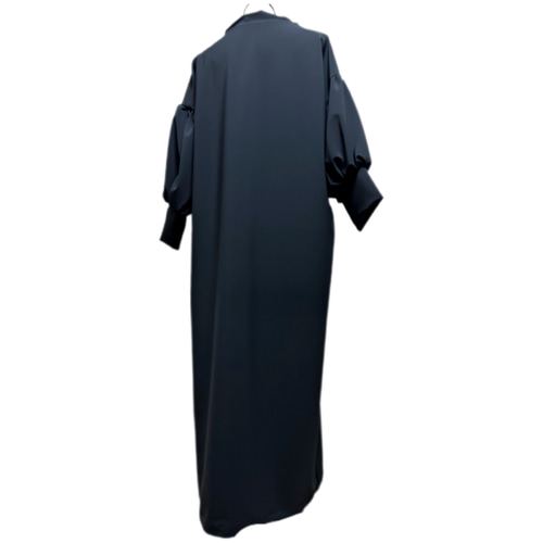 振袖 着物リメイク ドレス 和柄 ワンピース 濃紺×牡丹や菊や桜 ぽわん