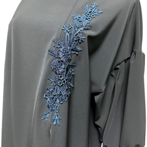 振袖 着物リメイク ドレス 和柄 ワンピース 濃紺×牡丹や菊や桜 ぽわん