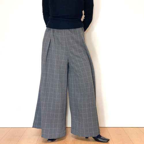 グレーのグラフチェックのキュロットパンツby花織［Y2543］ キュロット