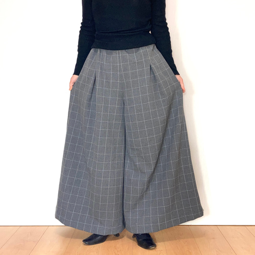 キタムラ グレー チェック柄 キュロット 36サイズ キタムラ グレー