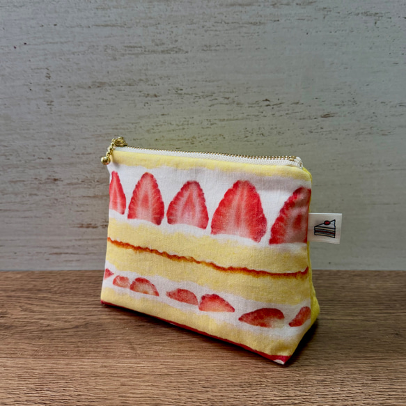30センチファスナー ふんわりポーチ 14cm（四角いかたち）ファスナーポーチ｜ふんわりポーチ いちご