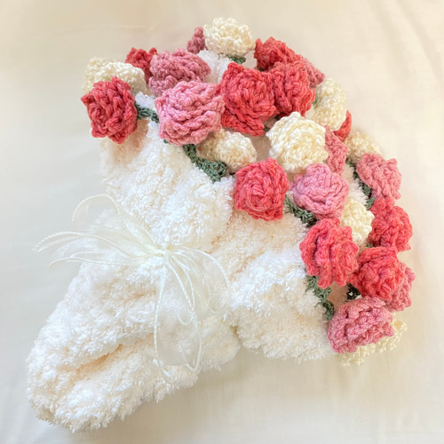 花束 ブーケブランケット プレゼント バラ 毛糸 お祝い 誕生日 編み物