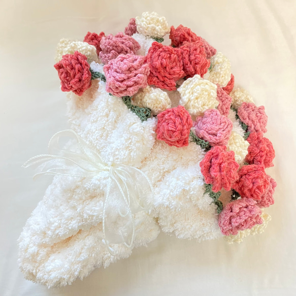 花束 ブーケブランケット プレゼント バラ 毛糸 お祝い 誕生日 編み物