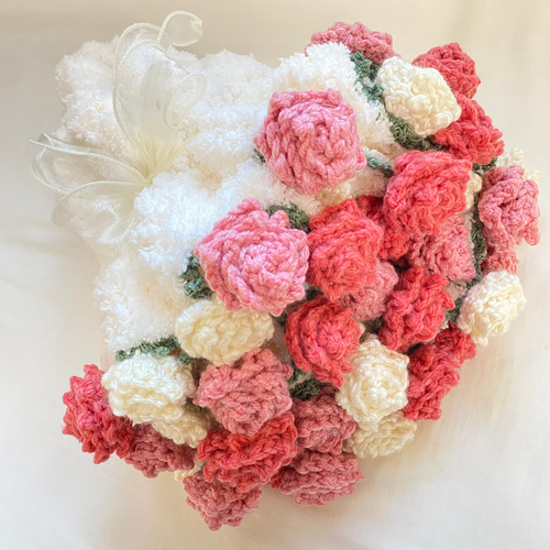花束 ブーケブランケット プレゼント バラ 毛糸 お祝い 誕生日 編み物