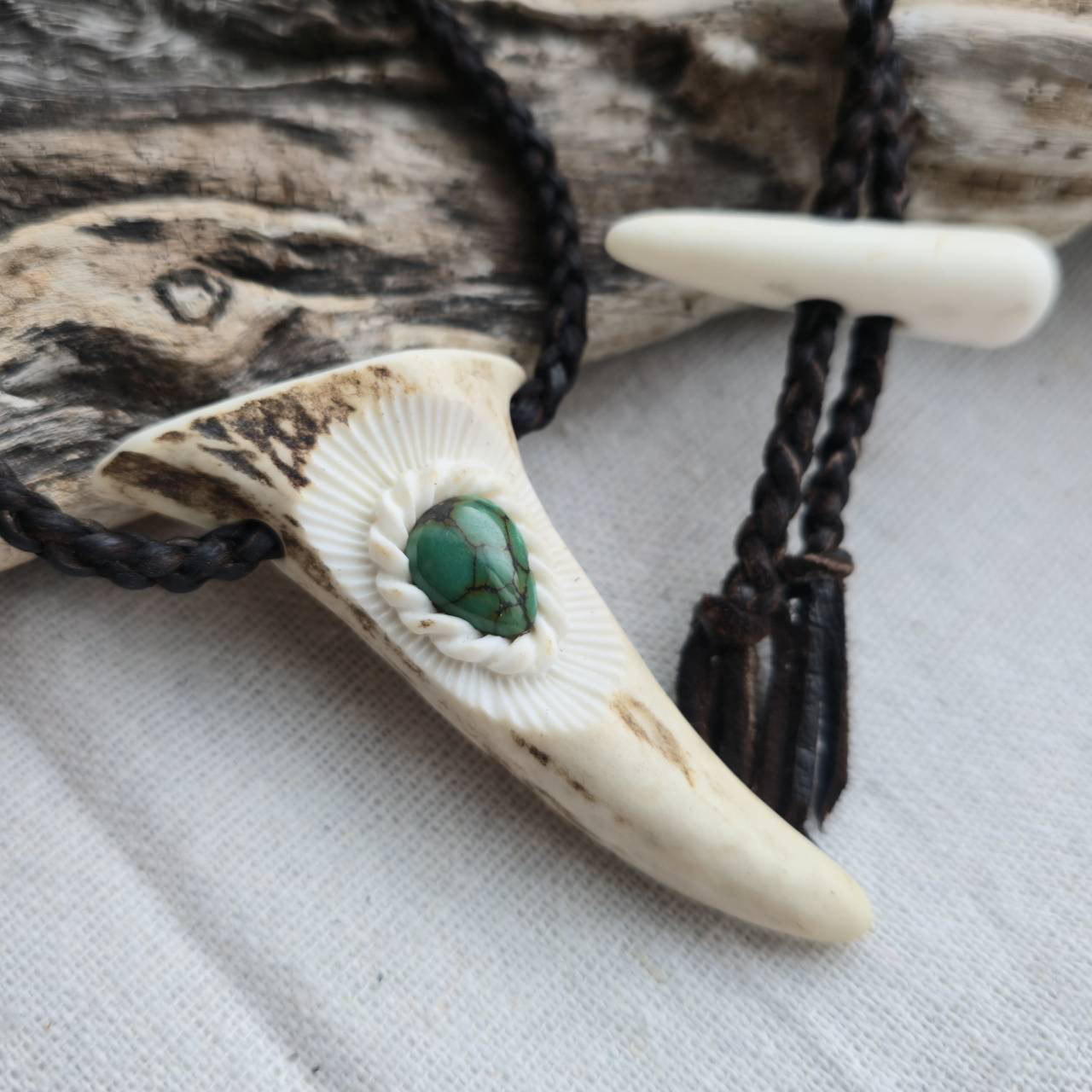 鹿の角 チベタンターコイズのペンダント