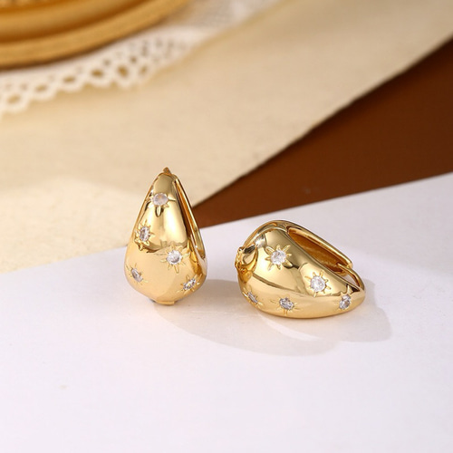 ゴールド スター フープピアス 星 キラキラ ジルコニア No. S9087