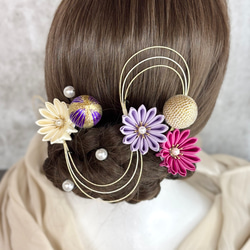 サテン生地♡つまみ細工♡髪飾り5点セット♡ハンドメイド ヘアピン