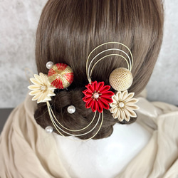 サテン生地♡つまみ細工♡髪飾り5点セット♡ハンドメイド ヘアピン
