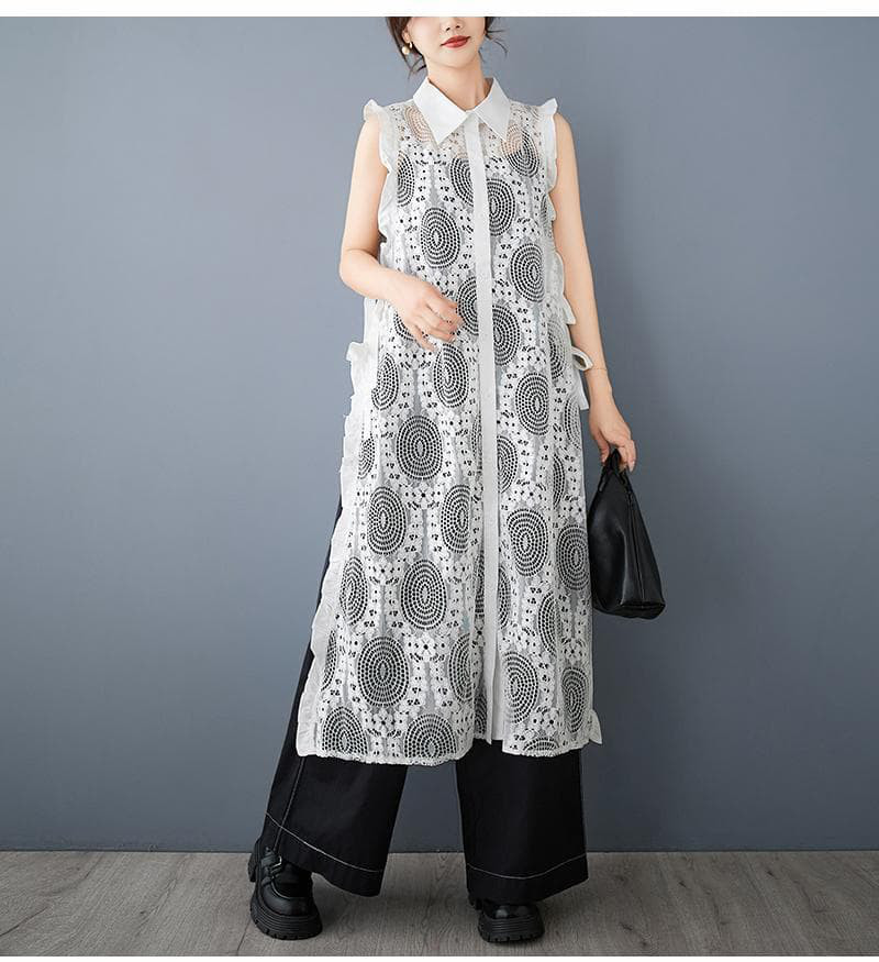 大きいサイズ ノースリーブ　ベスト　レース　レディース 春夏　 新品 ジレ
