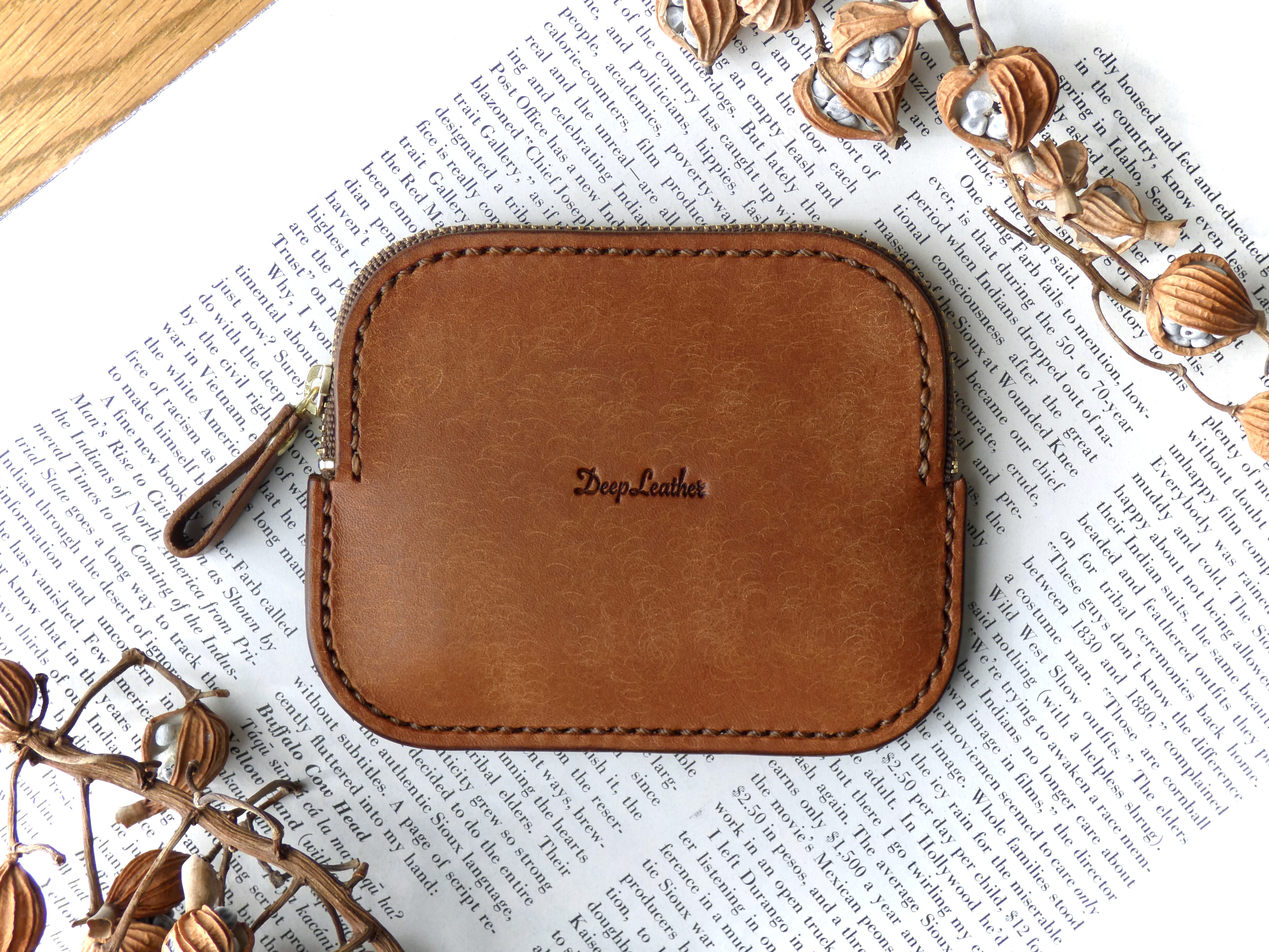 イタリア革の３wayカードケース／パスケース／ブラウン