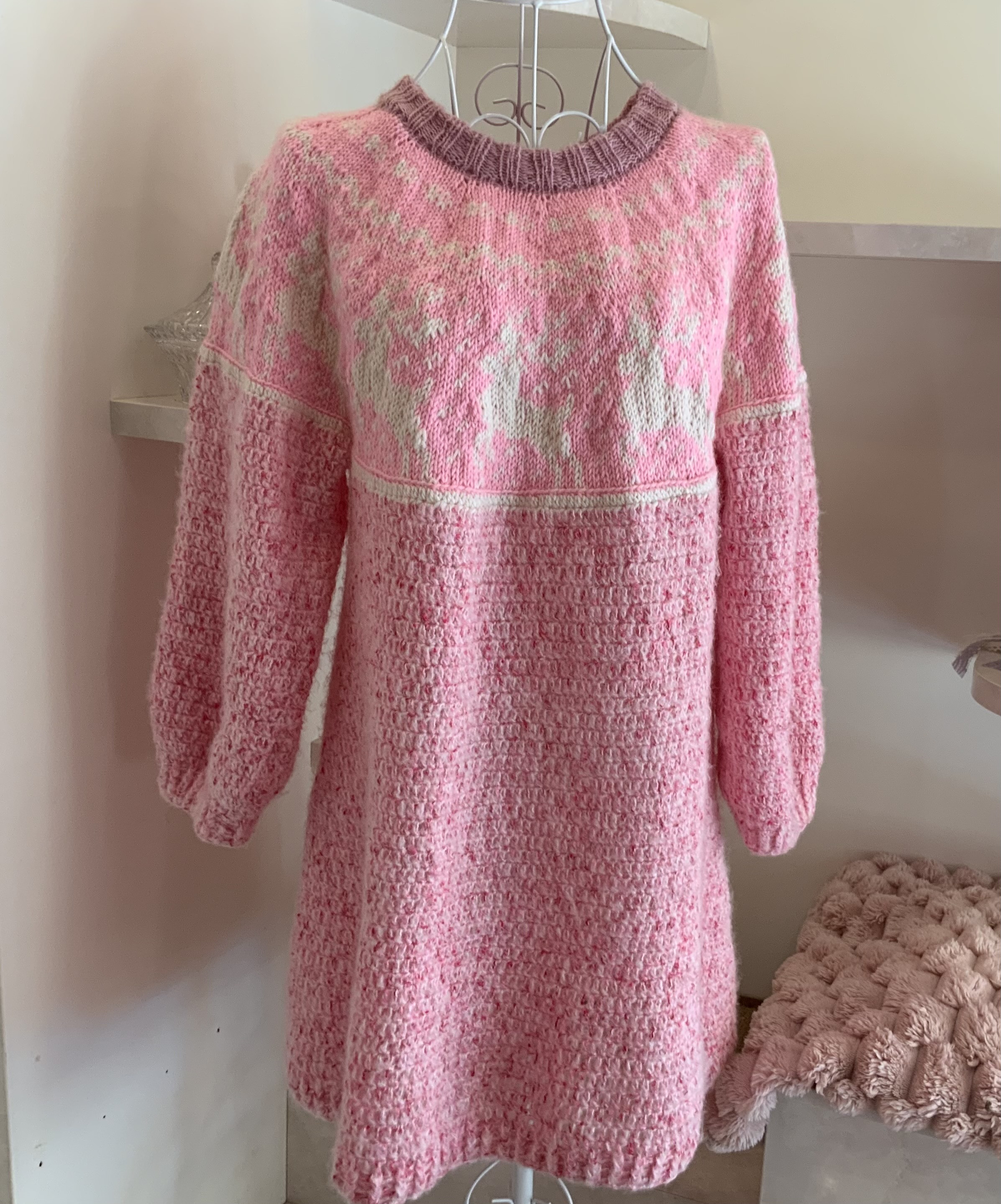 受注生産トナカイ模様のチュニックニット