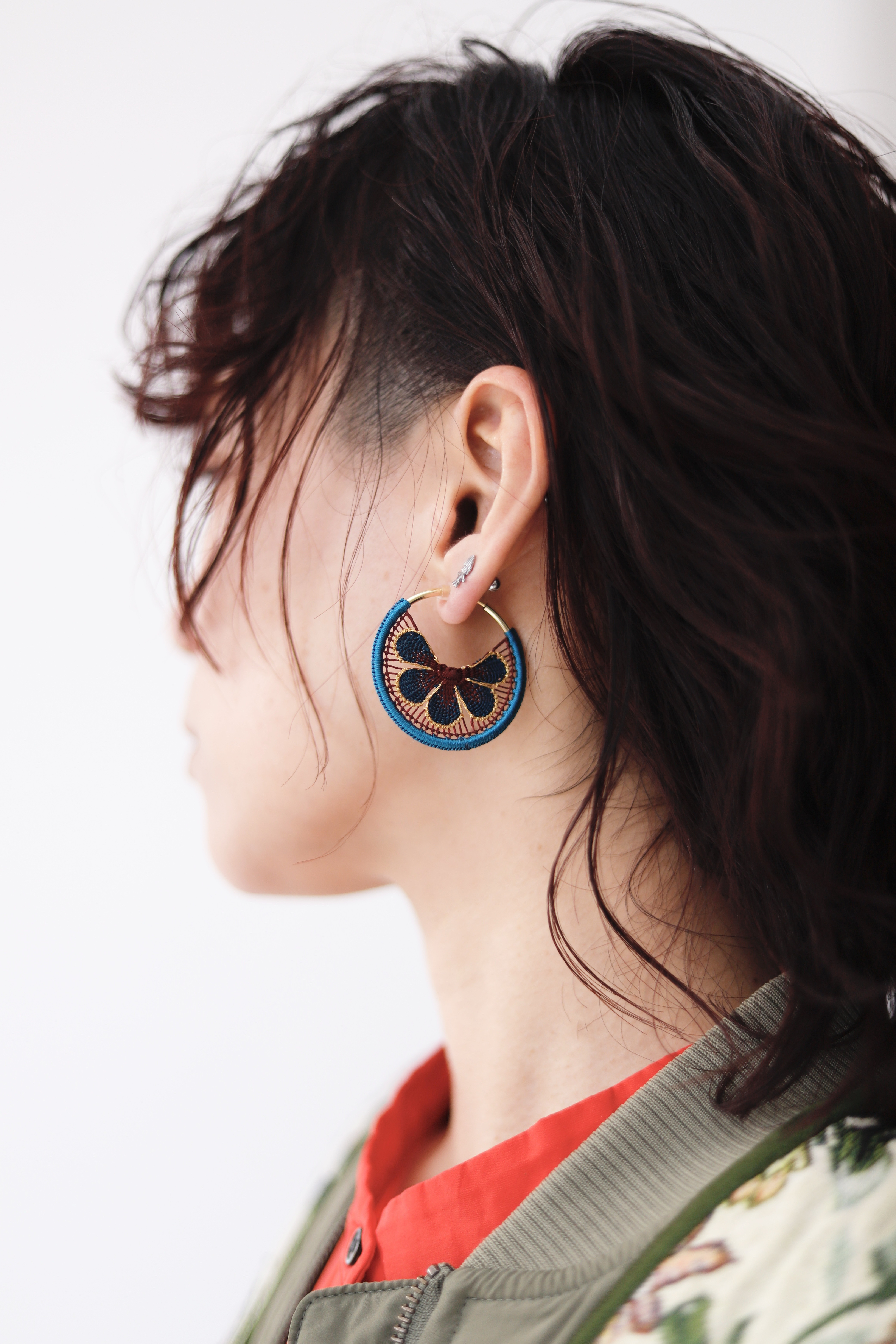 ニャンドゥティフープピアス／イヤリング"wannabe" (ターコイズ)S〈受注制作〉