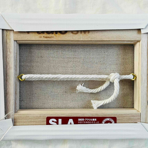 油彩画 原画「近所の風景 堤防」16×23㎝・サムホールサイズ 風景画 N