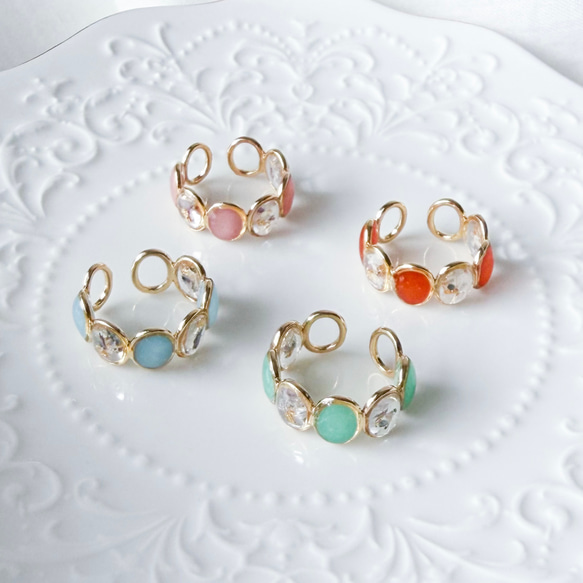 滿天星象牙色戒指，花朵配件，均碼，禮品，成人適用 第10張的照片