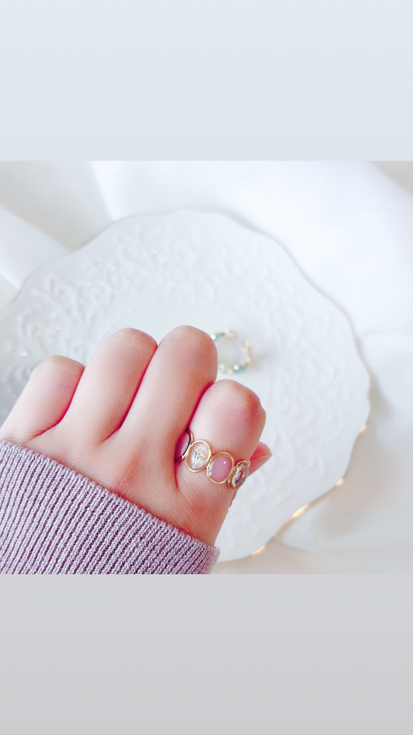 滿天星象牙色戒指，花朵配件，均碼，禮品，成人適用 第5張的照片