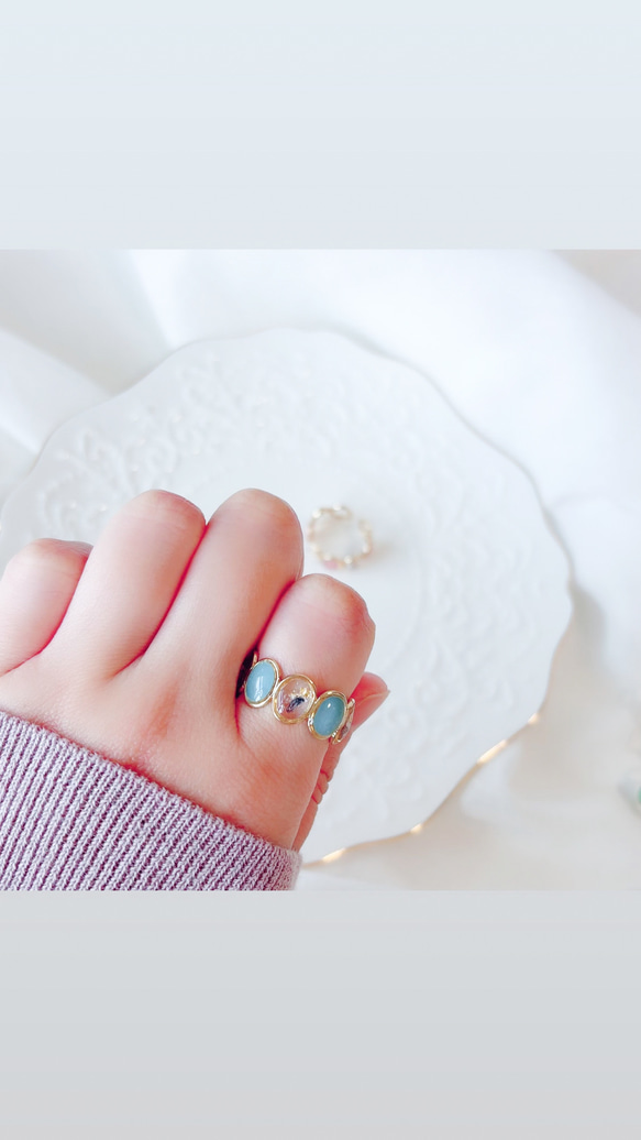 滿天星象牙色戒指，花朵配件，均碼，禮品，成人適用 第1張的照片