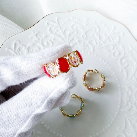 滿天星象牙色戒指，花朵配件，均碼，禮品，成人適用 第7張的照片