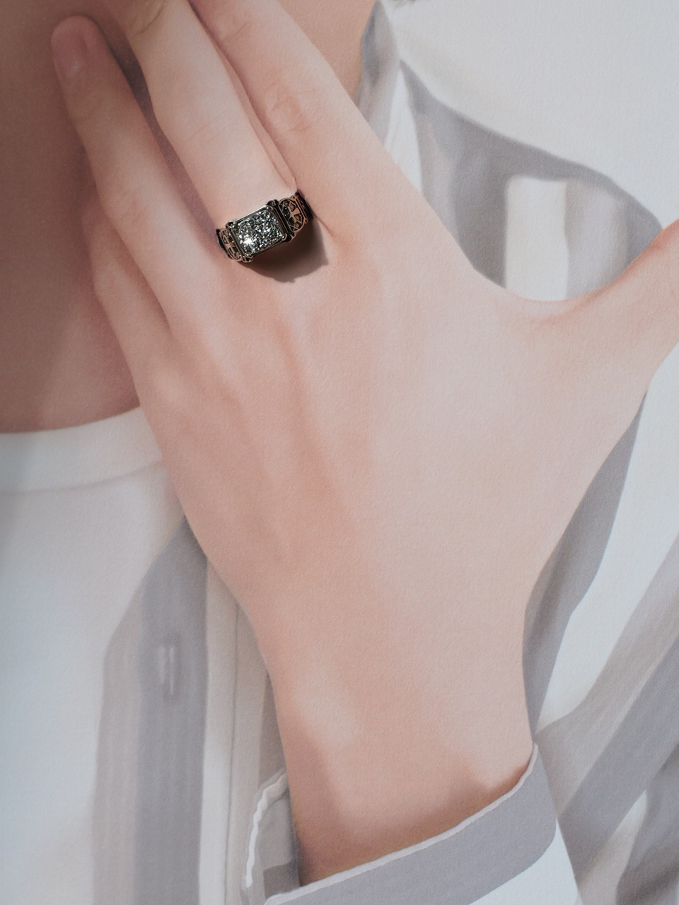 限定　ドゥルージー１０　S925アンティークシルバーレクタングルユニセックスリング