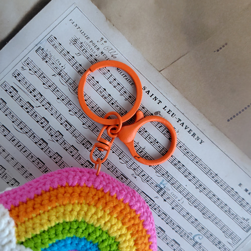 虹(レインボー)＊編みぐるみ＊バッグチャーム＊にこちゃん雲＊ゆめかわ