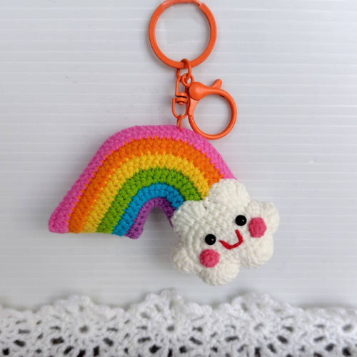 虹(レインボー)＊編みぐるみ＊バッグチャーム＊にこちゃん雲＊ゆめかわ