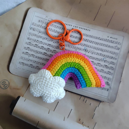 虹(レインボー)＊編みぐるみ＊バッグチャーム＊にこちゃん雲＊ゆめかわ