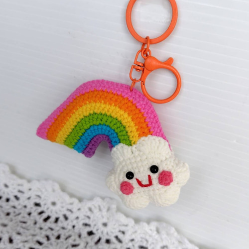 虹(レインボー)＊編みぐるみ＊バッグチャーム＊にこちゃん雲＊ゆめかわ