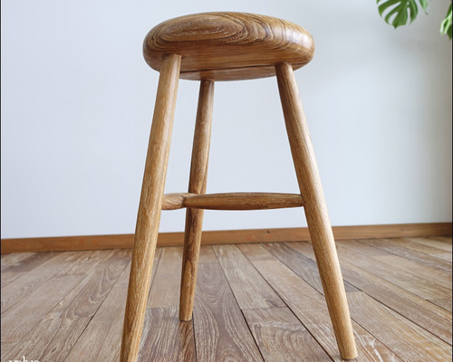 チーク無垢材 スツールCirT / NA02 椅子 イス ナチュラル カフェチェア