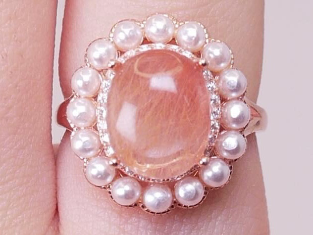 【一点もの】ピンクラビットヘアルチル｜プリンセスのようなパールアクセント｜Silver925 指輪