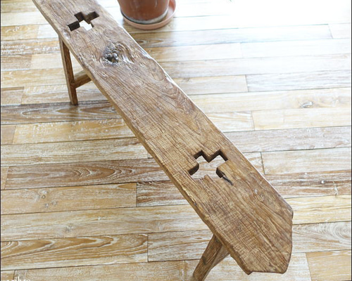 オールドチークベンチCS/121cm スツール 長椅子 古材家具 一枚板 無垢