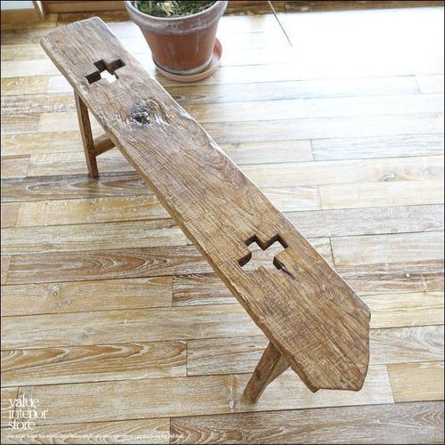 オールドチークベンチCS/121cm スツール 長椅子 古材家具 一枚板 無垢