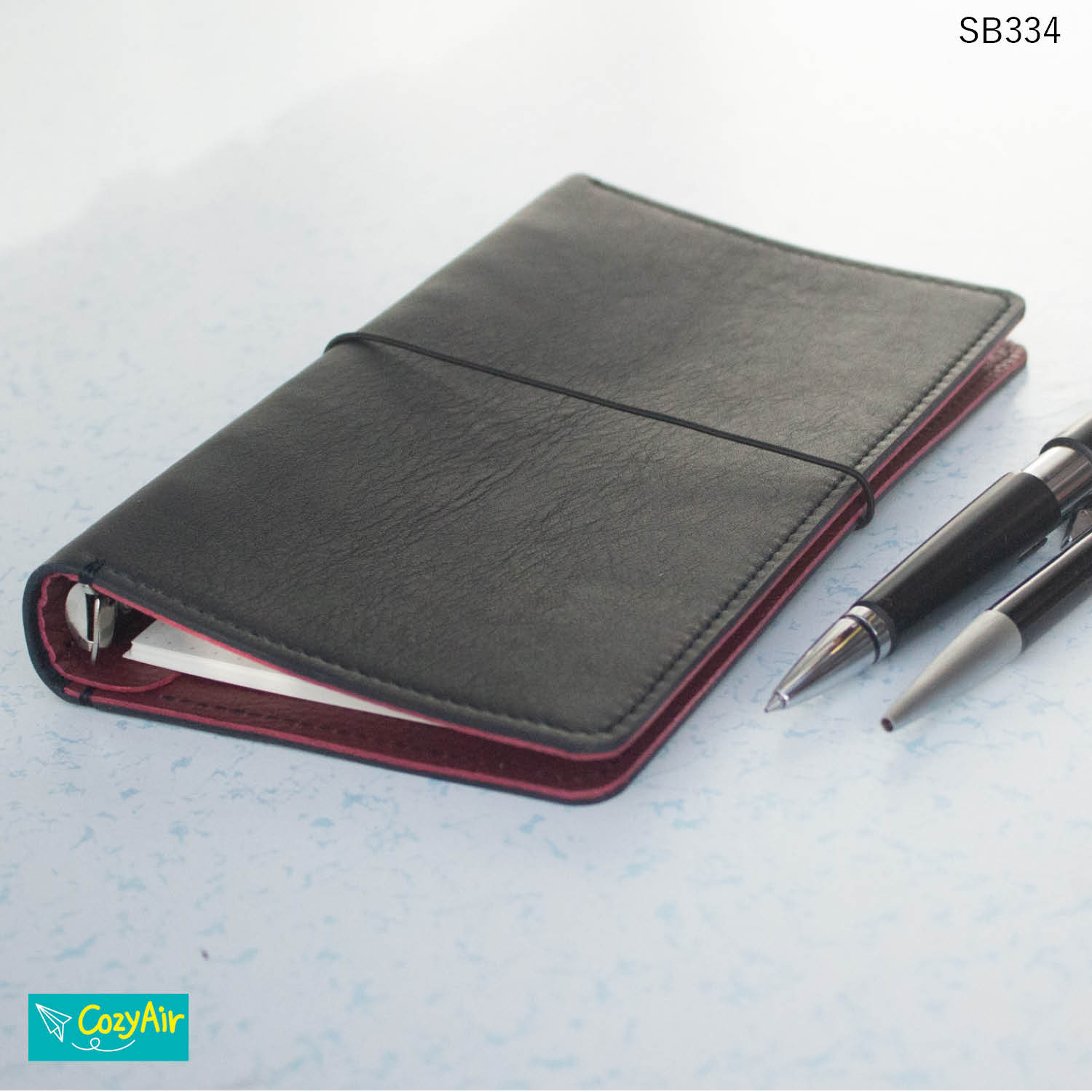 SB334 定番サイズの超シンプルなシステム手帳 バイブルサイズ リング径15mm 本革ブラックB・バーガンディ