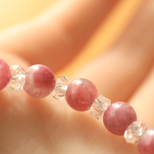 ☆希少石☆…☆ピンクトルマリンシリカ：7ミリ＆水晶☆…☆天然石