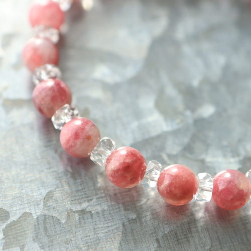 ☆希少石☆…☆ピンクトルマリンシリカ：7ミリ＆水晶☆…☆天然石