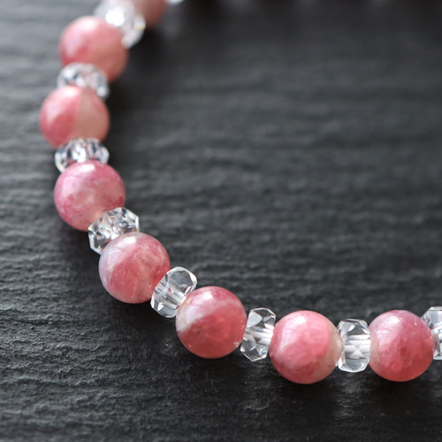 ☆希少石☆…☆ピンクトルマリンシリカ：7ミリ＆水晶☆…☆天然石