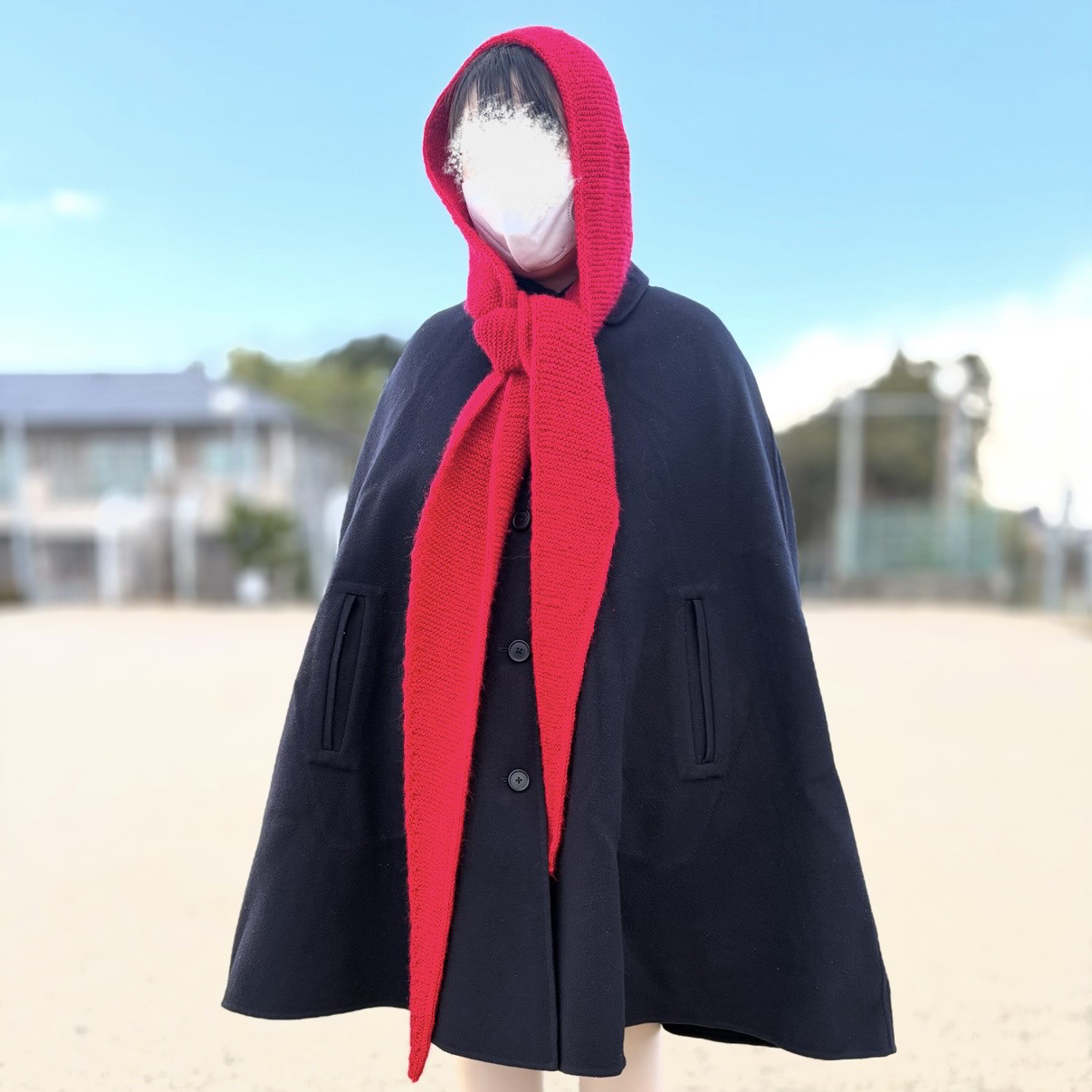 【受注生産,再販】ソフィーフード 【赤】sophiehood ニット帽 マフラー フード付きネックウォーマー バラクラバ