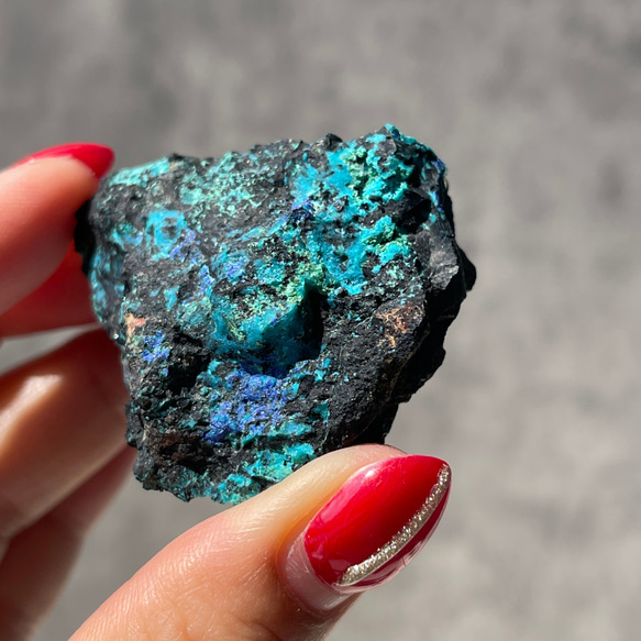 ナミビア産【クリソコラ×アズライト×マラカイト】共生 原石 ⑤ 鉱物