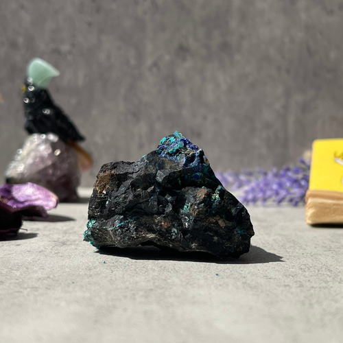 ナミビア産【クリソコラ×アズライト×マラカイト】共生 原石 ⑤ 鉱物