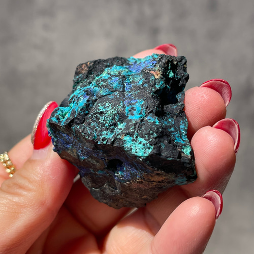 ナミビア産【クリソコラ×アズライト×マラカイト】共生 原石 ⑤ 鉱物