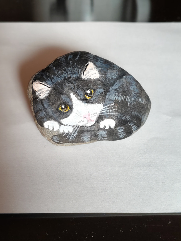 置物 ペーパーウェイト 猫 ネコ ストーンアート その他インテリア雑貨