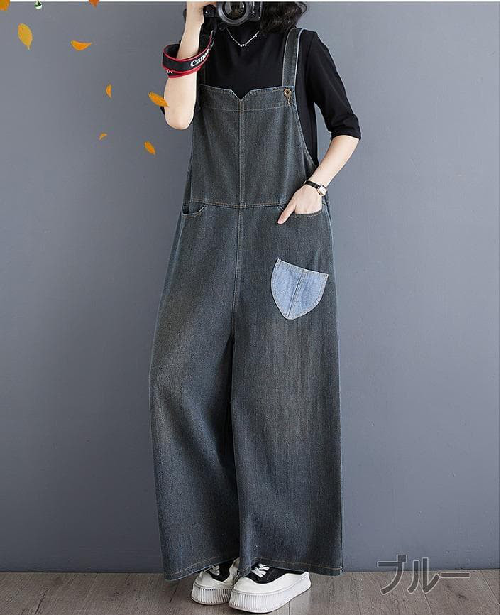大きいサイズ オーバーオール　サロペット　レディース 秋冬　春 パンツ デニム