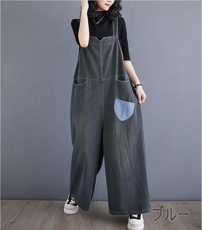 大きいサイズ オーバーオール　サロペット　レディース 秋冬　春 パンツ デニム